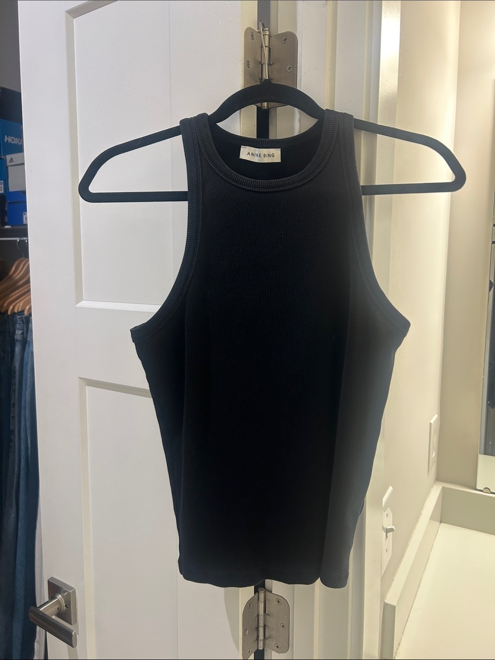 A New Bing Black Ribbed High-Neck Tank